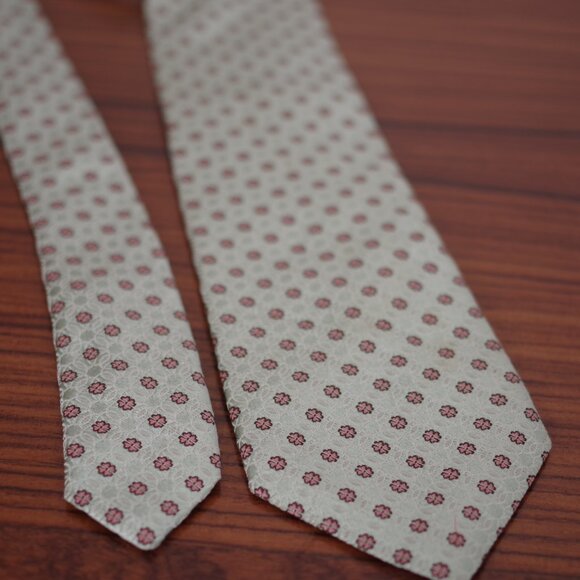 Canali Silk Green Pink Flower print Tie 61" x 3.5" - Picture 6 of 6